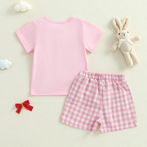 Easter Embroidered Plaid Bunny Outfit