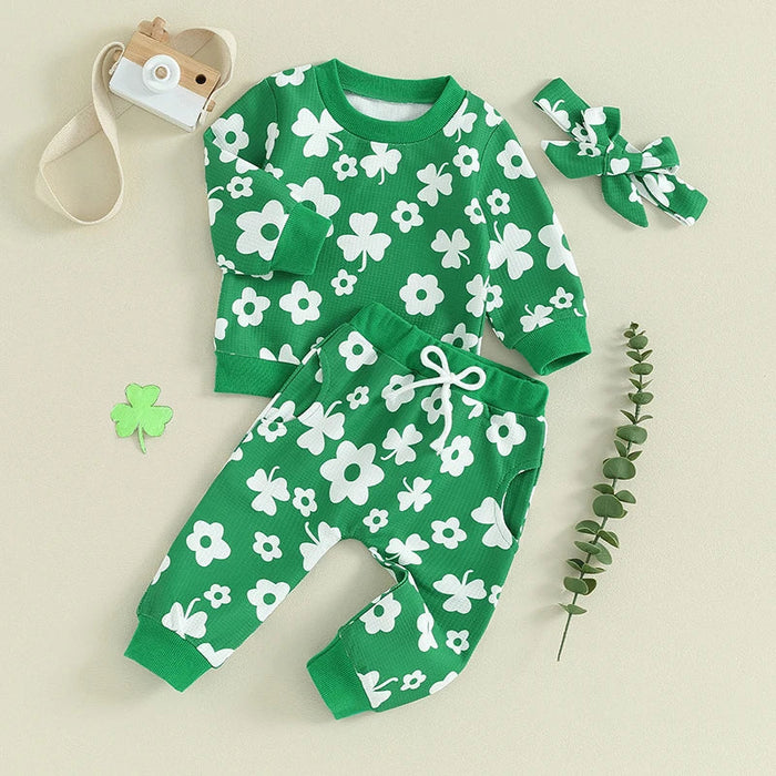 Green Floral Clover Outfit
