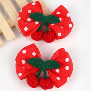 2 Pack Polka Dot Fruit Hair Clips