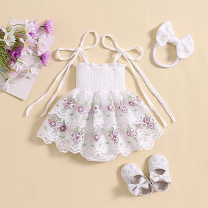 Embroidered Floral Dixie Dress & Headband