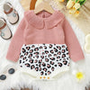 Knitted Leopard Print Collared Onesie