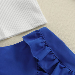 Solid Ribbed Ruffled Skort Outfit