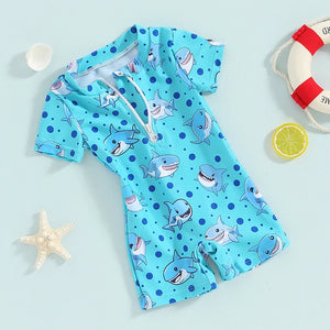 Short Sleeve Shark Swimsuit