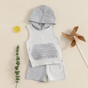 Gray Two Tone Sleeveless Hoodie Outfit