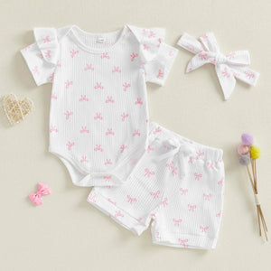 Ruffled Ribbed Bow Outfit