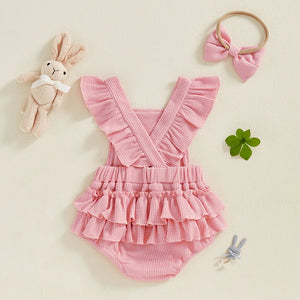 Pink Ruffles Bunny Romper & Bow