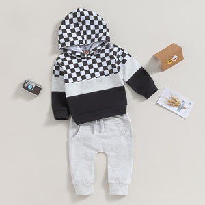 Checkered Hoodie & Pants Outfit