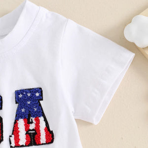 Embroidered USA T-shirt & Shorts