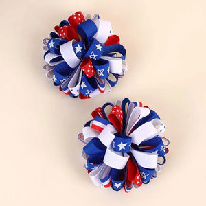 USA Pompom Hair Clips