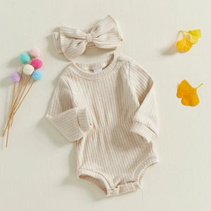 Solid Shaila Ribbed Onesie & Headband