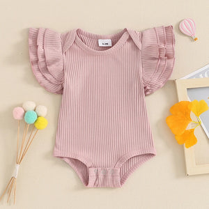 Solid Ribbed Ruffles Onesie