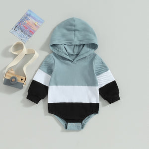 Ribbed Striped Hoodie Onesie