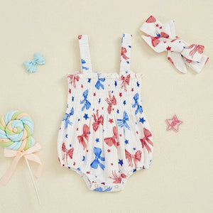 Summer 4th of July Romper & Bow