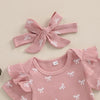 Ruffled Ribbed Bow Outfit