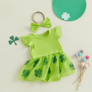 Sequins Clover Dress & Headband