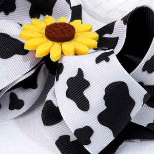 Sunflower Cow Bow Hair Clip