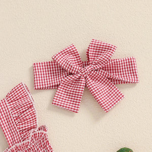 Plaid Strawberry Ruffle Dress & Bow
