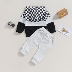 Checkered Hoodie & Pants Outfit