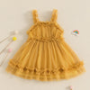 Solid Skyla Mesh Ruffle Dress