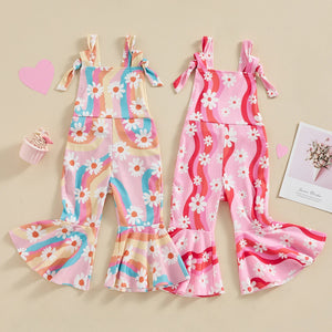 Groovy Flower Wave Bell Bottom Romper