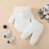 Knitted Fur Hooded Set