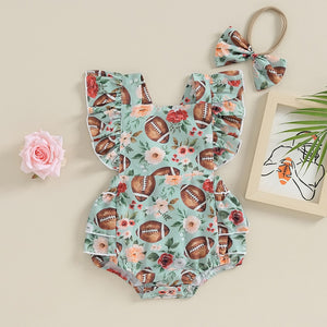 Floral Football Romper & Headband