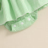 Plaid Avocado Ruffle Dress & Bow