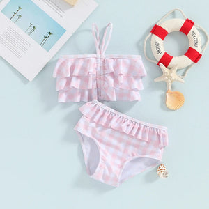 Ruffled Plaid Bikini Swimsuit