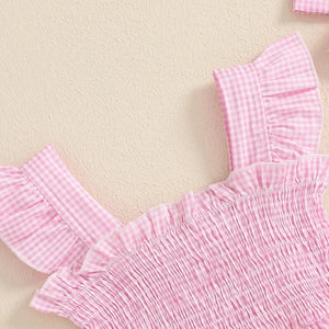 Plaid Watermelon Ruffle Dress & Bow