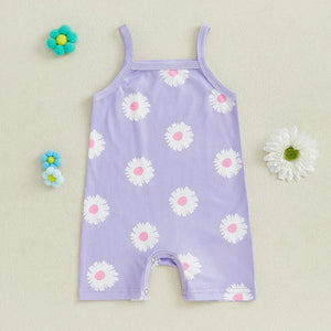 Ribbed Summer Flower Romper
