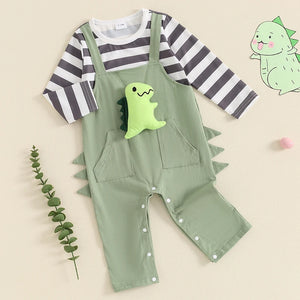 Striped Dinosaur Romper