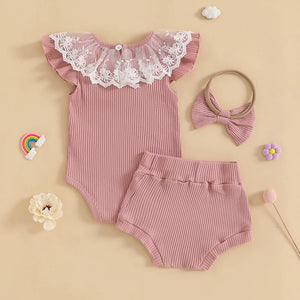 Ribbed Lyra Lace Collar Outfit & Headband