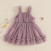 Solid Skyla Mesh Ruffle Dress