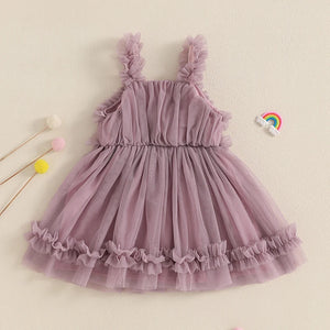 Solid Skyla Mesh Ruffle Dress