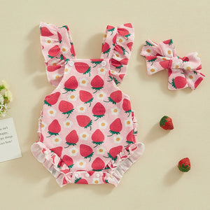 Fruity Floral Ruffle Romper & Bow