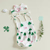 Shoulder Tie Clover Ribbons Romper & Bow