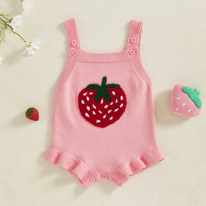 Knit Strawberry Ruffle Onesie