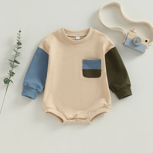 Color Patch Long Sleeve Onesie