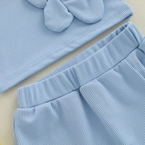 Ribbed Flower Button Skort Outfit