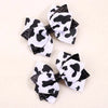 2 Pack Cow Glitter Bow Clips