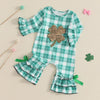 Plaid Sequins Clover Romper