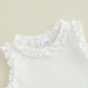 Ribbed Ruffle Bow Skirt Outfit