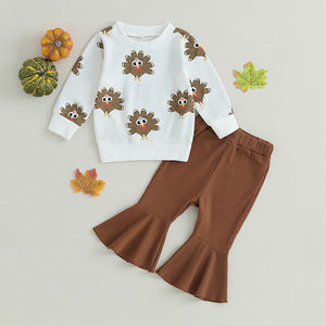 Turkey Sweater & Flare Pants Fall Outfit