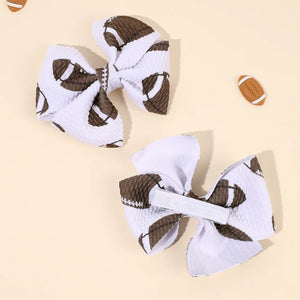 2 Pack Football Bow Clips