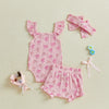 Ribbed Ruffle Ribbon Outfit & Bow