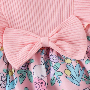 Pink Floral Spring Bunny Dress & Headband