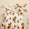 Shoulder Tie Sunflower Romper