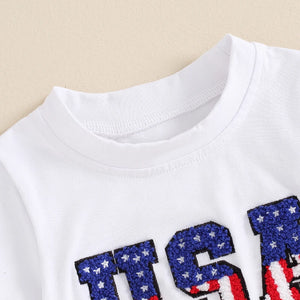 Embroidered USA T-shirt & Shorts