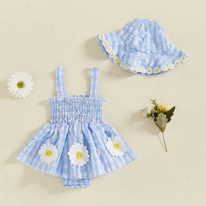 Plaid Daisy Dress & Sun Hat
