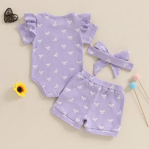 Ruffled Ribbed Bow Outfit